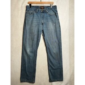 Pintlar Mens Straight Leg Jeans Medium Wash Blue Cotton Size 34x36 (Fits 33)